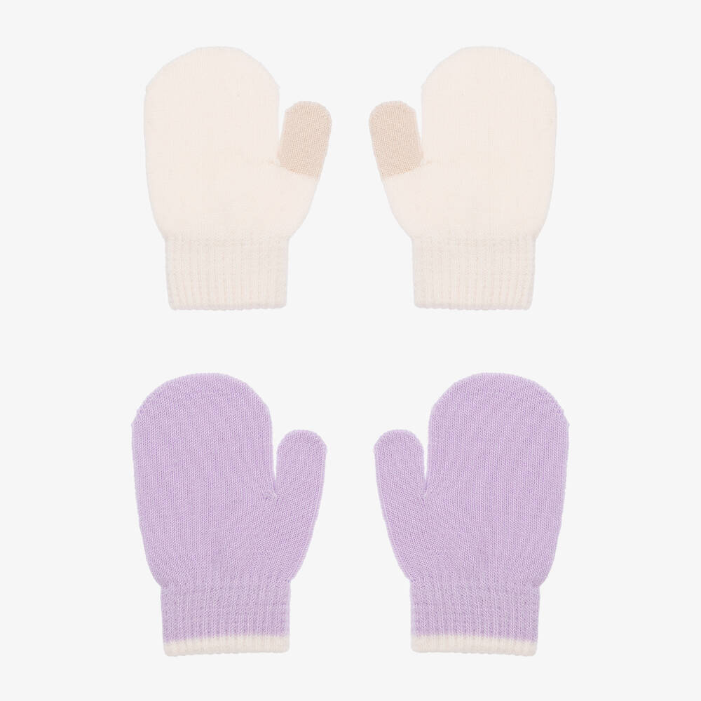 Molo - Baby Girls Purple Knit Mittens (2 Pack) | Childrensalon