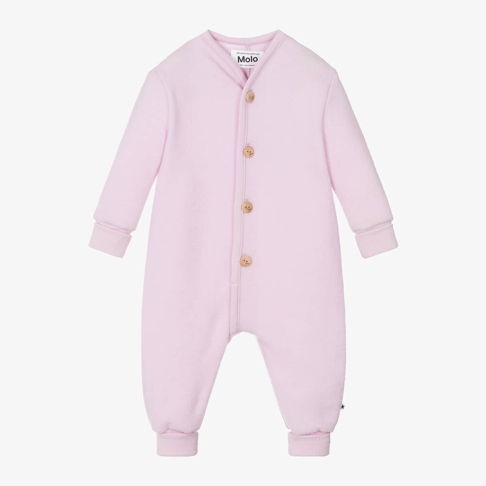 Molo - Baby Girls Purple Merino Wool Pramsuit | Childrensalon