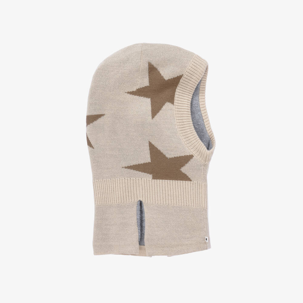 Molo - Beige Knitted Star Balaclava | Childrensalon