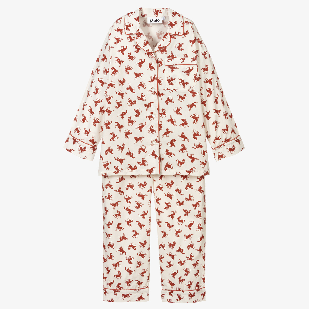 Molo Babies' Girls Beige Organic Cotton Pyjamas In Neutral