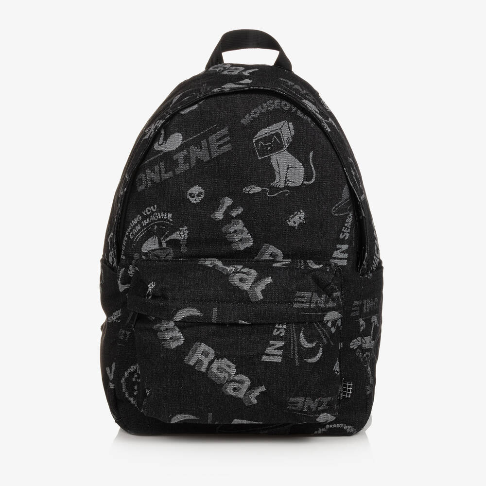 Molo - Black Cotton Canvas Comic Print Backpack | Childrensalon