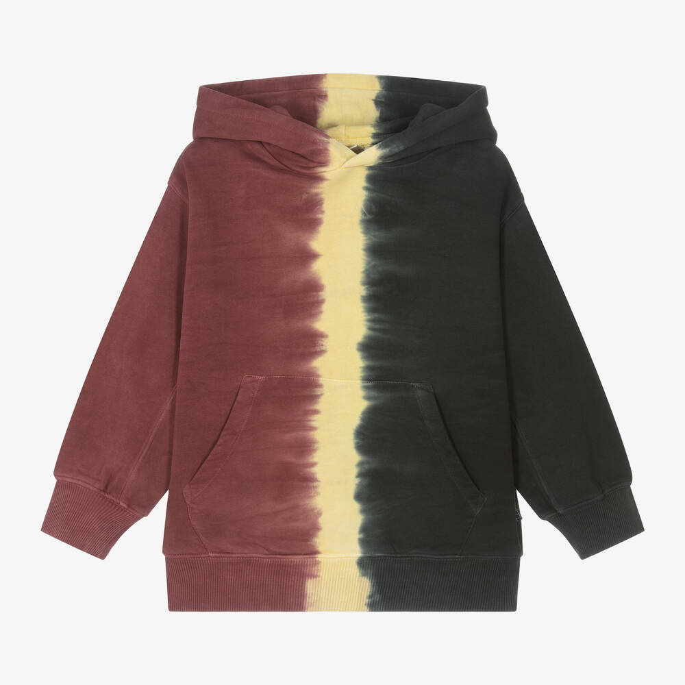 Molo - Black & Red Organic Cotton Tie-Dye Hoodie | Childrensalon