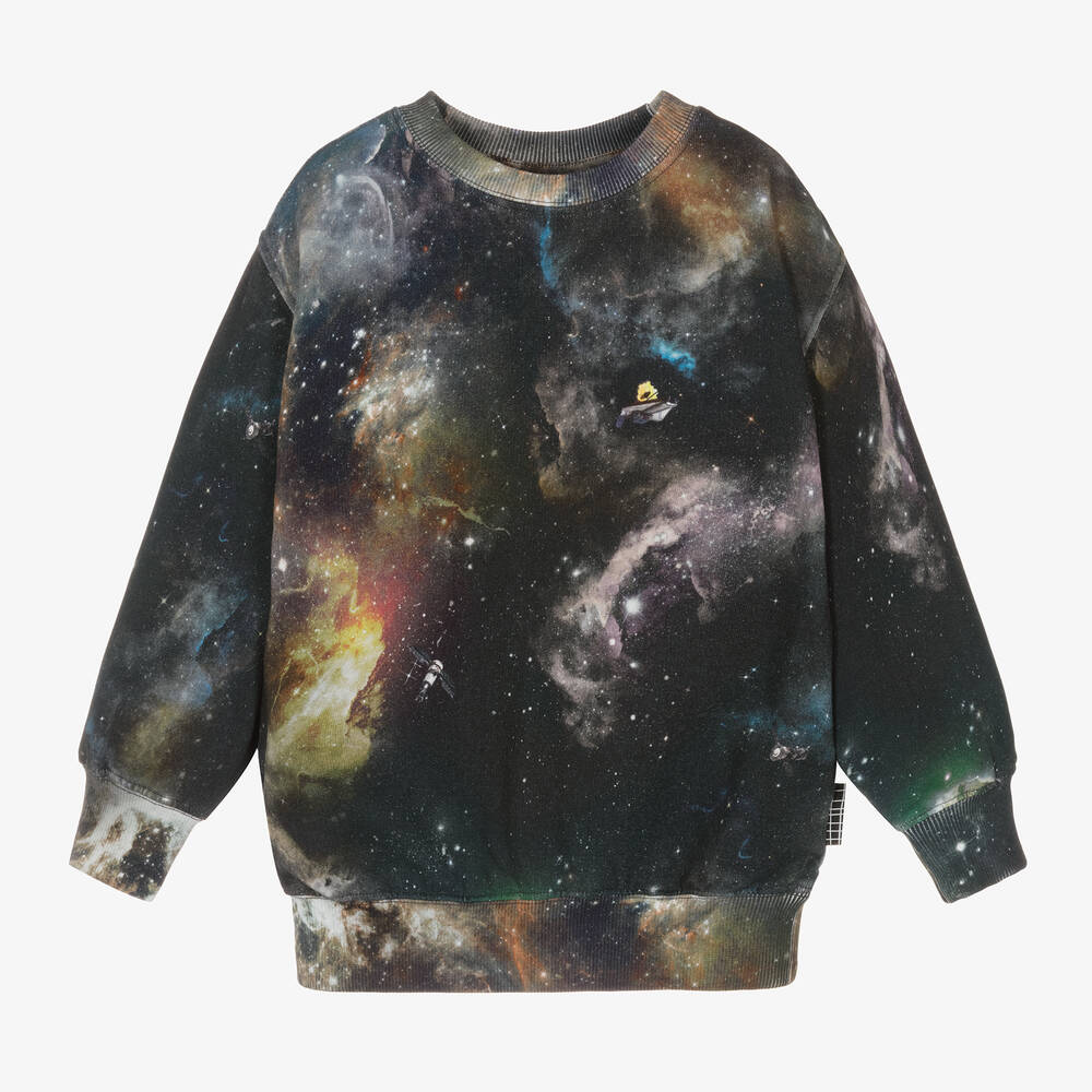 Molo - Blue Galaxy Print Organic Cotton Sweatshirt | Childrensalon