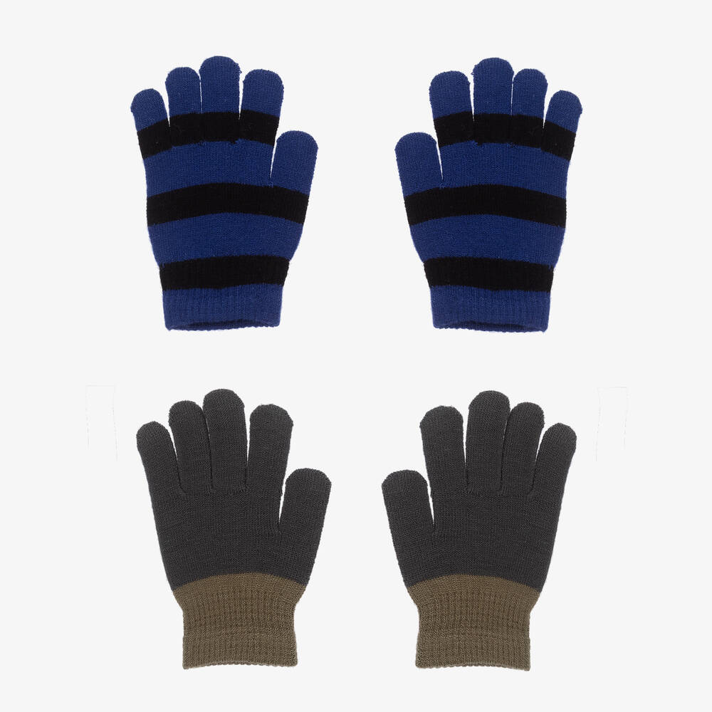 Molo - Blue & Green Knitted Gloves (2 Pack) | Childrensalon