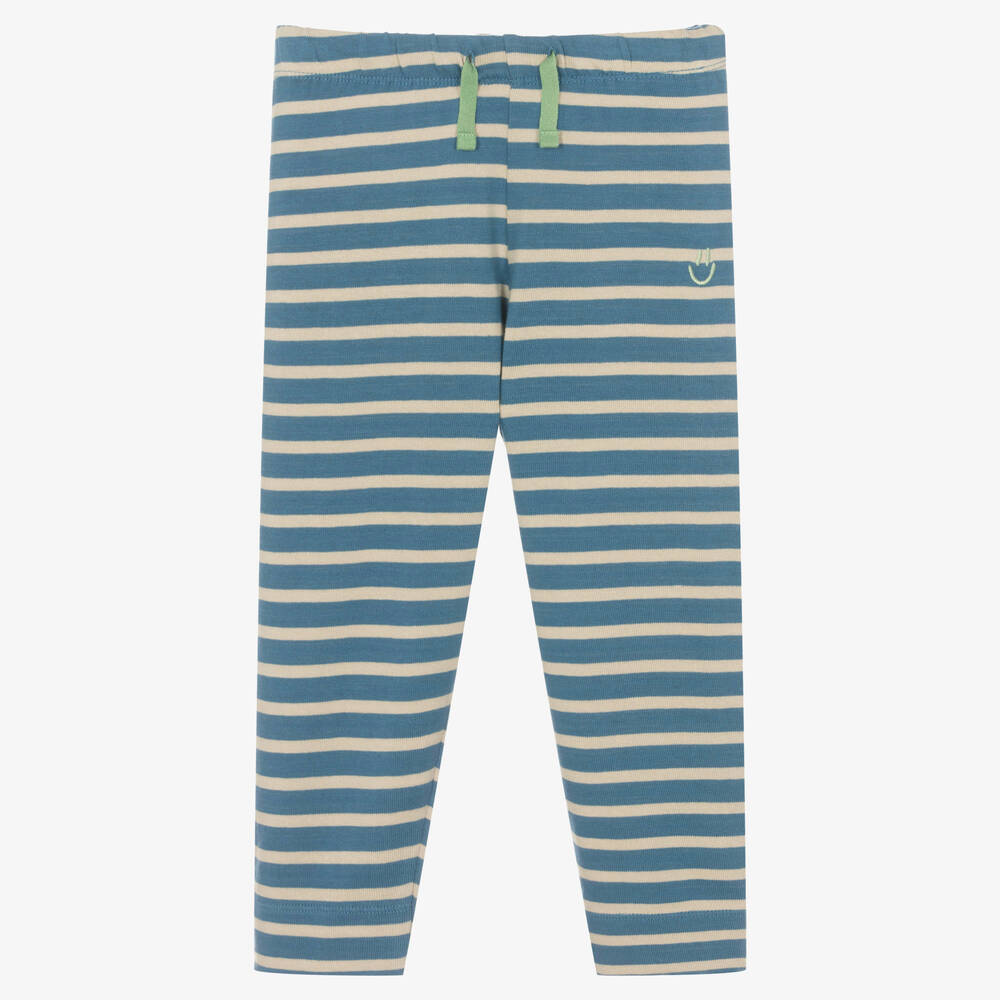 Molo Babies' Logo-embroidered Organic Cotton Trousers In Blue