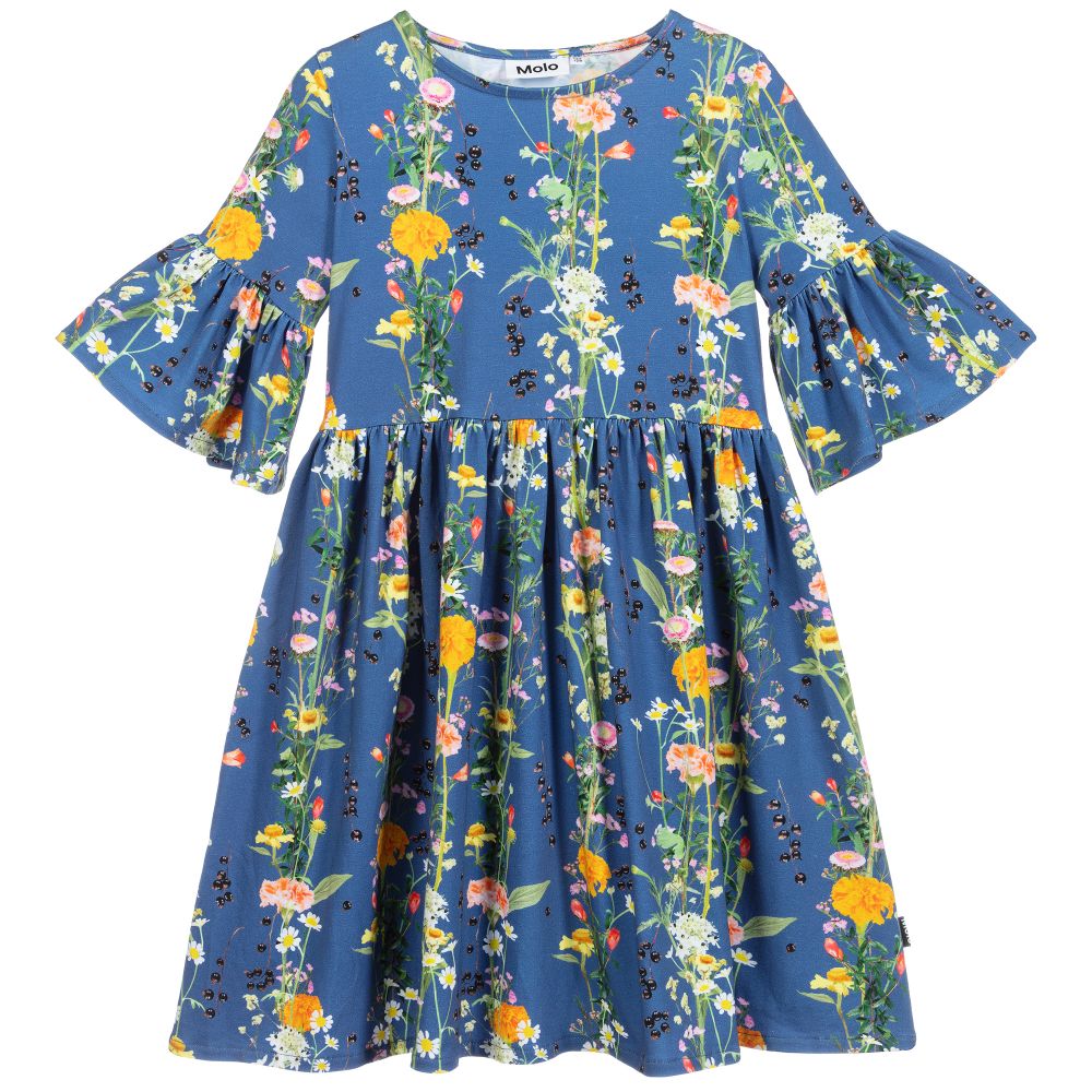 Molo - Blue Organic Cotton Dress | Childrensalon