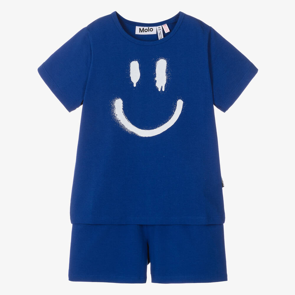 Molo - Blue Organic Cotton Short Pyjamas  | Childrensalon