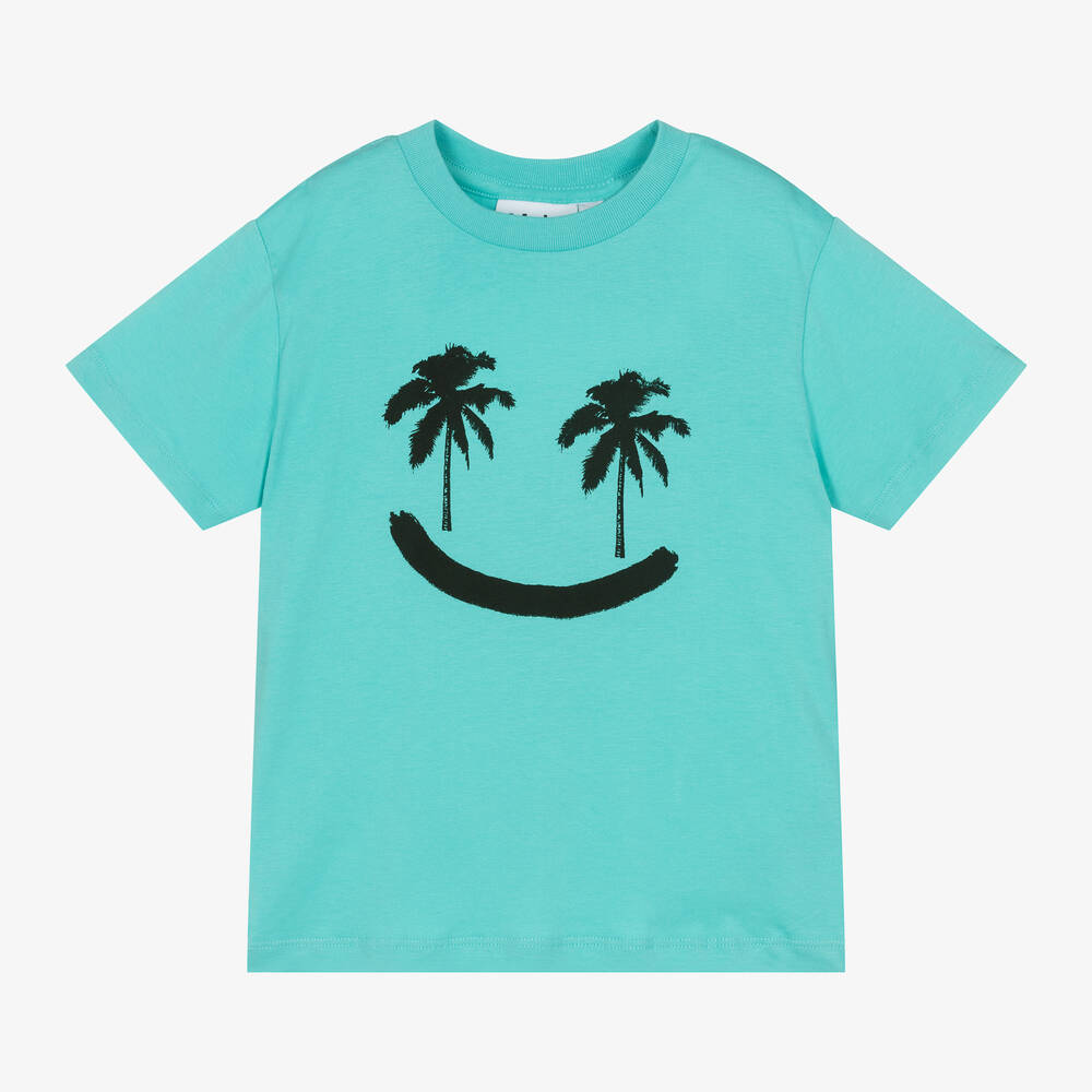 Shop Molo Blue Palm Tree Cotton T-shirt