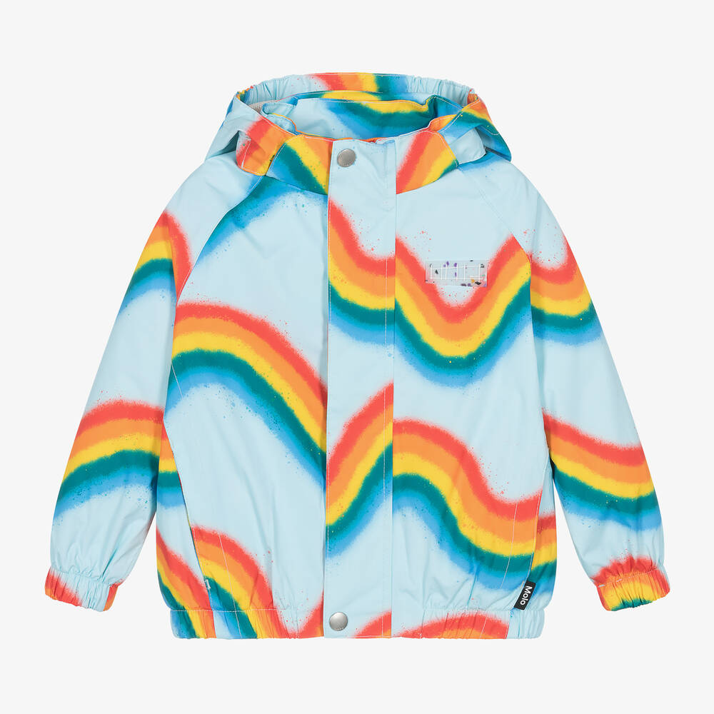 Molo Waiton Rainbow-print Rain Jacket In Blue