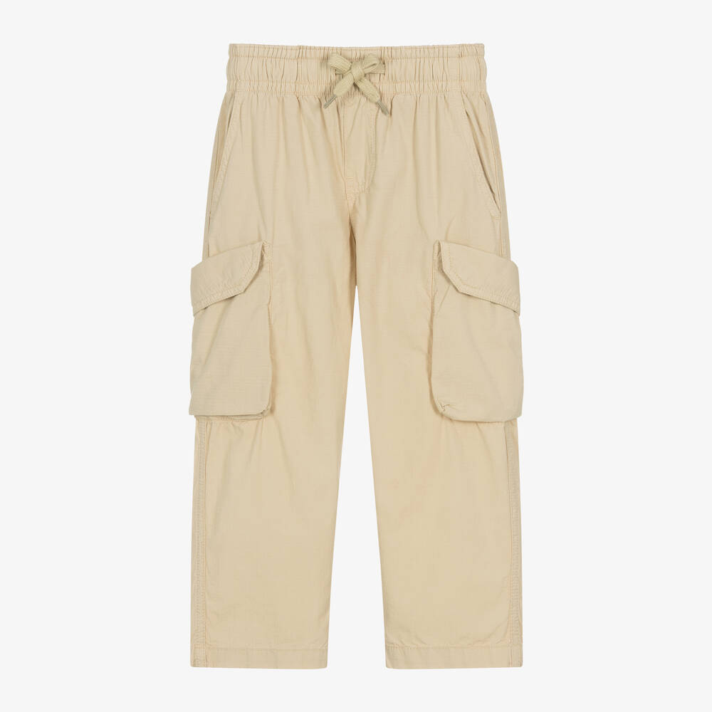 Molo - Boys Beige Cotton Cargo Trousers | Childrensalon