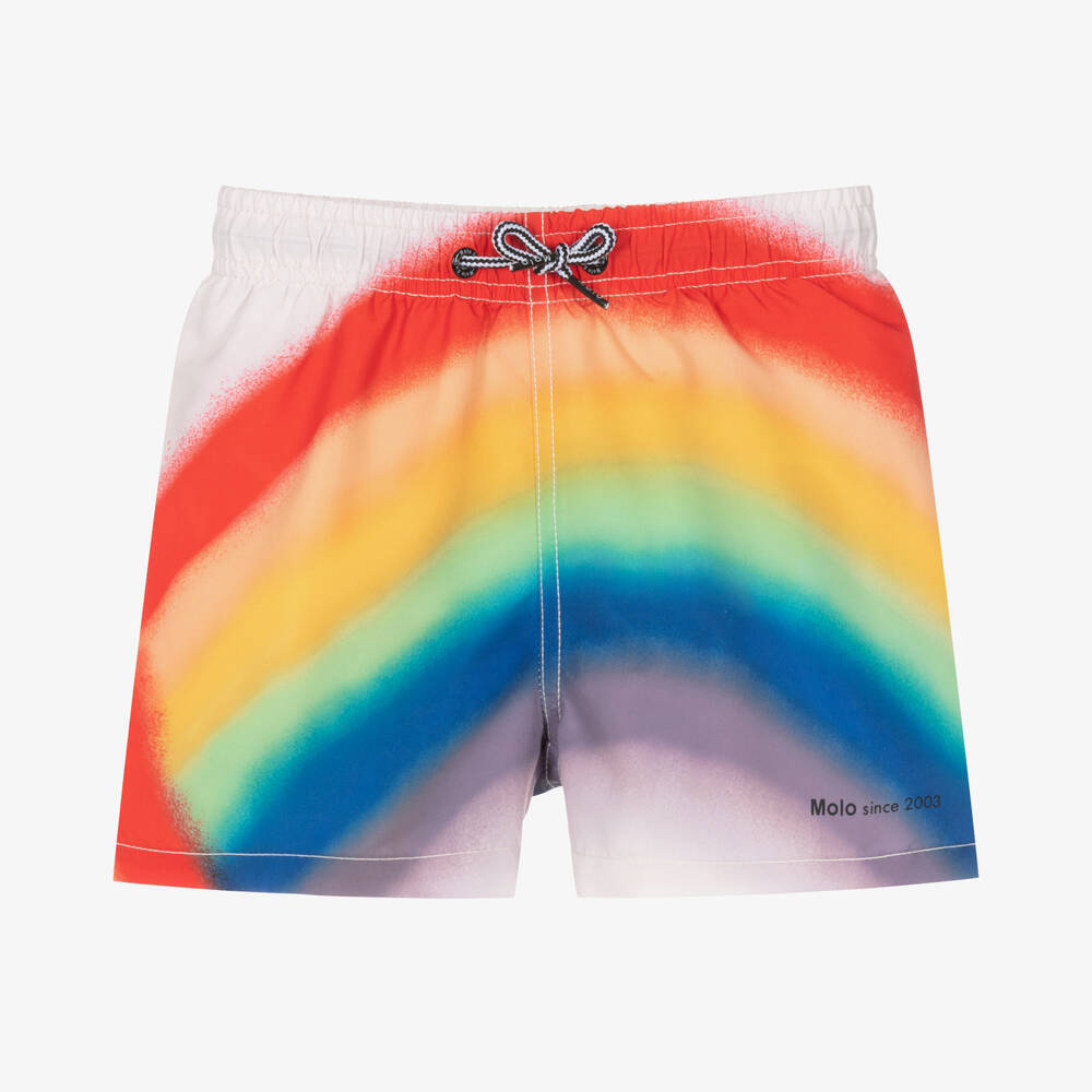Molo - Boys Beige & Red Rainbow Swim Shorts (UPF50+) | Childrensalon