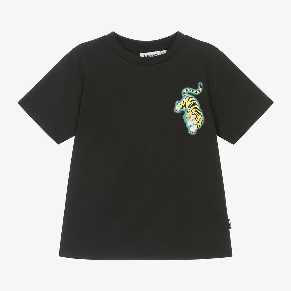Molo - Boys Black Cotton Pinball-Print T-Shirt | Childrensalon