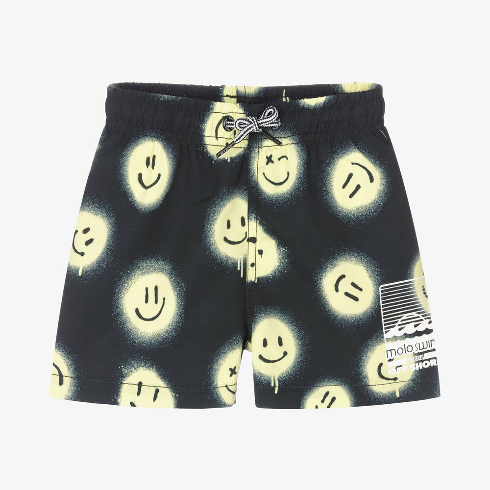 Molo - Boys Black Happy Sun Swim Shorts (UPF50+) | Childrensalon