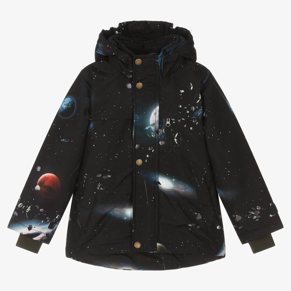 Molo - Черная лыжная куртка с космическим принтом | Childrensalon