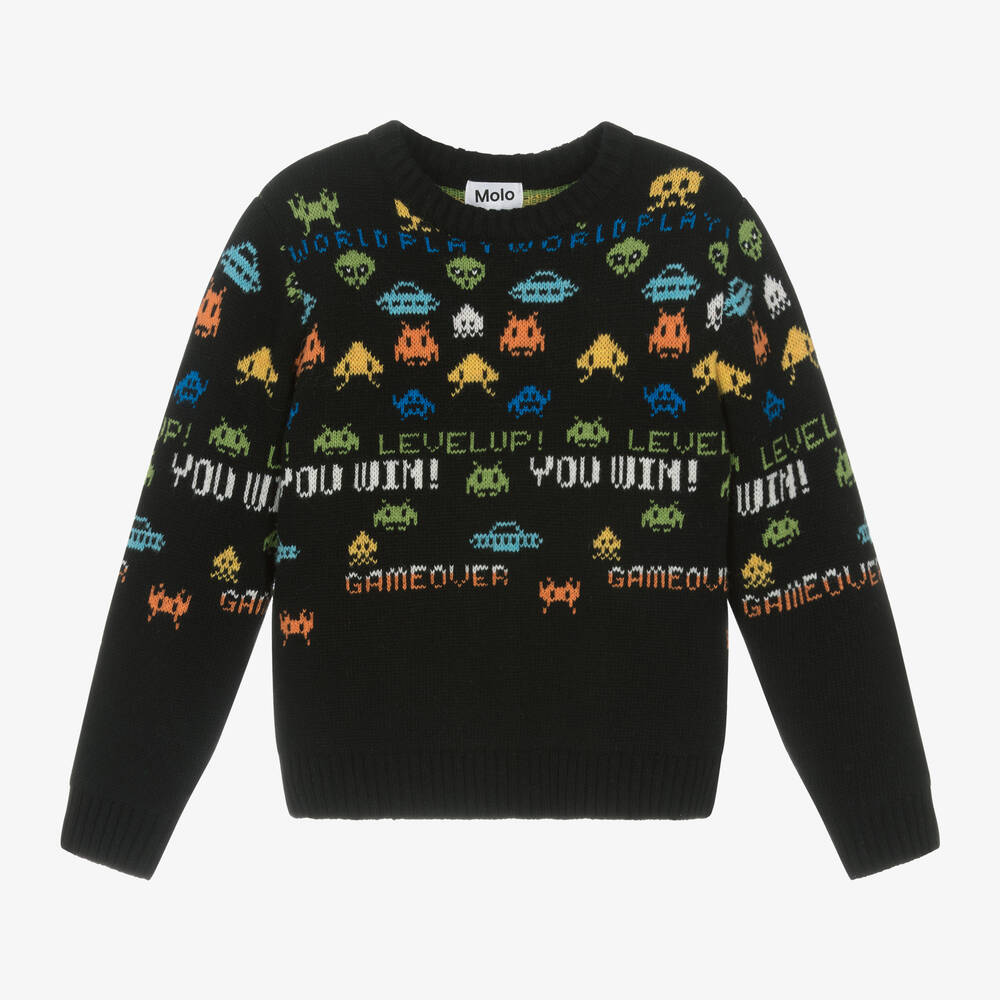 Molo - Boys Black Wool Sweater | Childrensalon