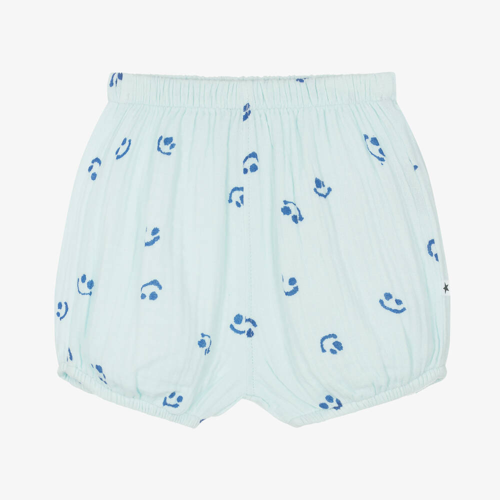 Molo - Boys Blue Cheesecloth Happy Shorts | Childrensalon