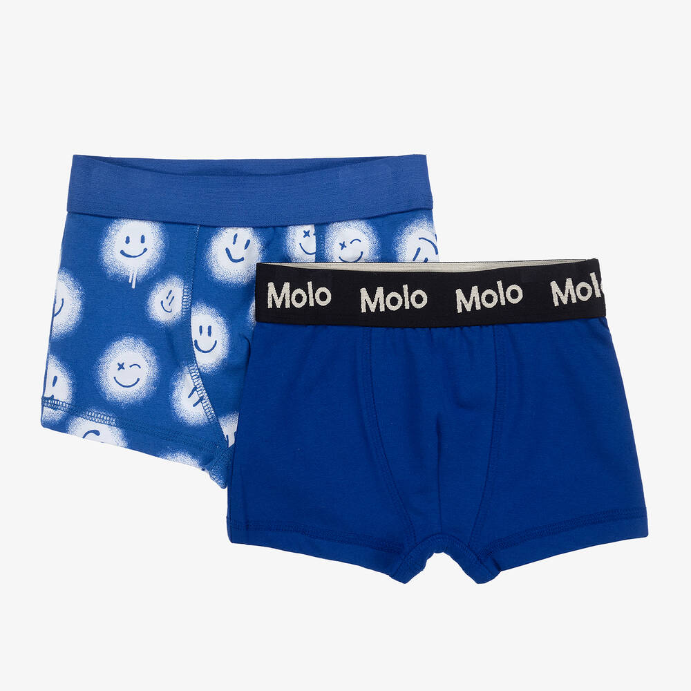 Molo - Boys Blue Cotton Boxers (2 Pack) | Childrensalon