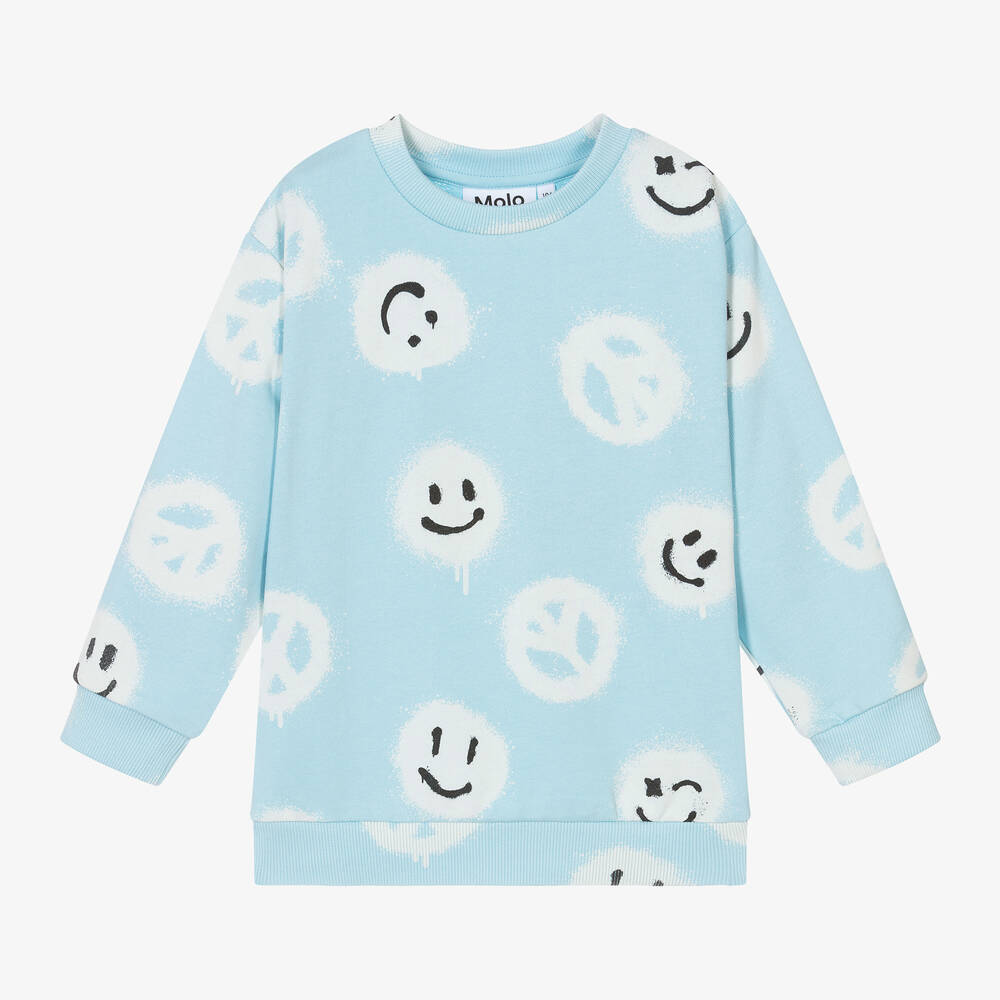 Molo - Boys Blue Cotton Graffiti Sweatshirt | Childrensalon