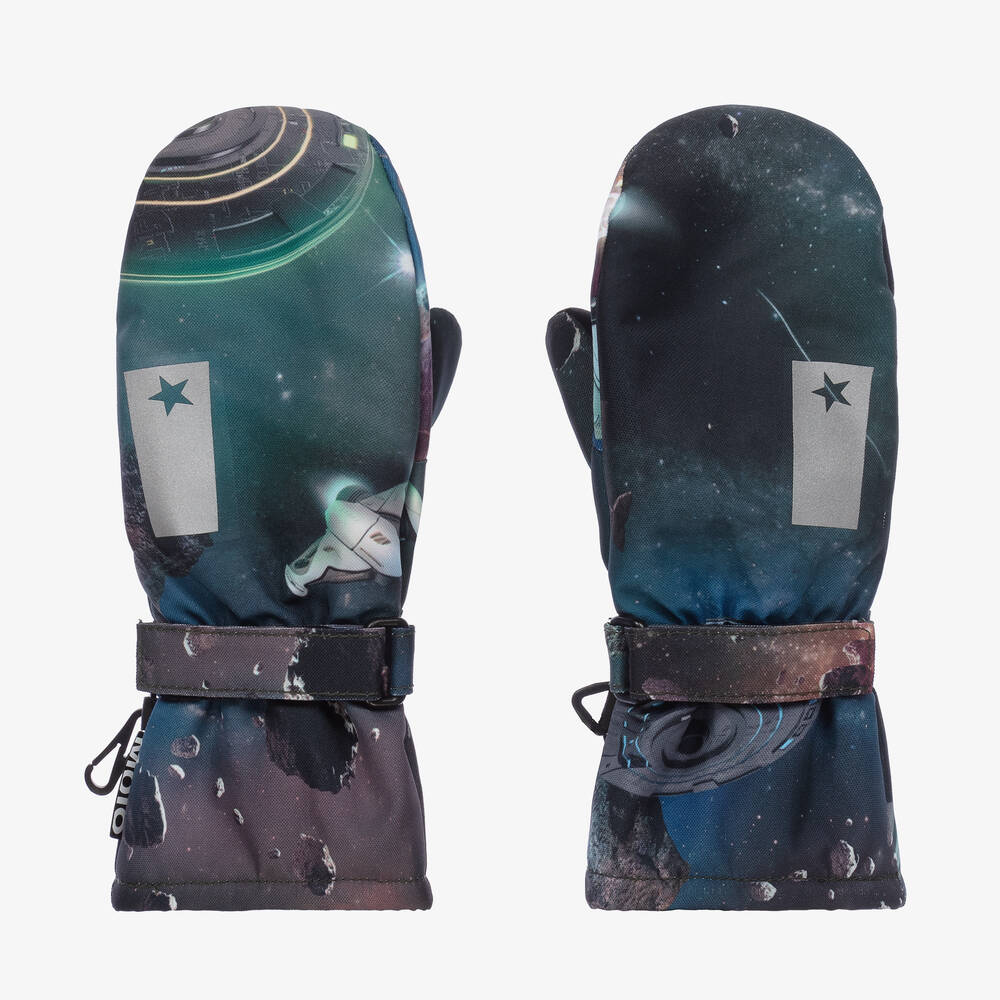 Molo - Синие лыжные варежки с космическим принтом | Childrensalon