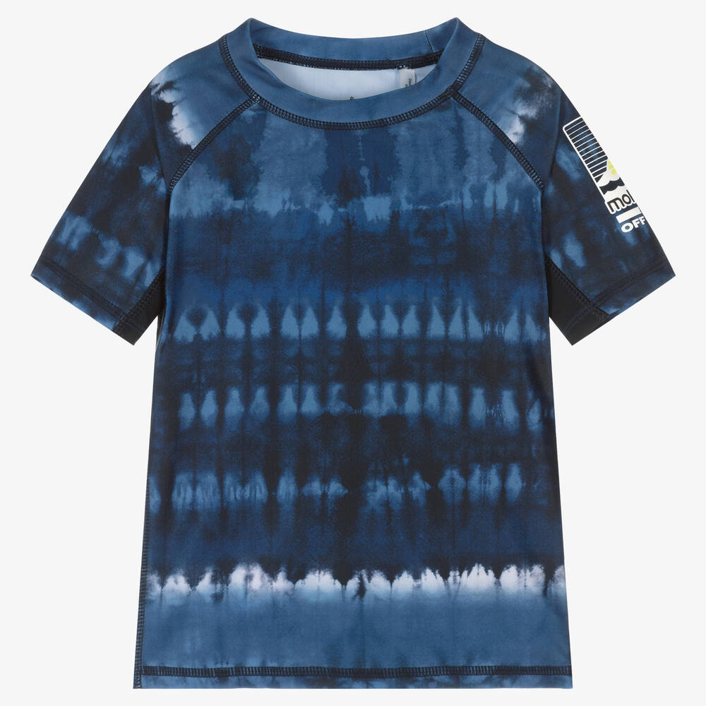 Molo - Boys Blue Tie-Dye Swim Top (UPF50+) | Childrensalon