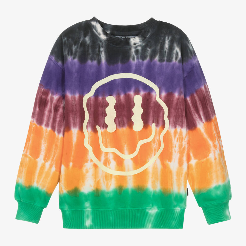 Molo - Boys Cotton Tie Dye Happy Face Sweatshirt | Childrensalon