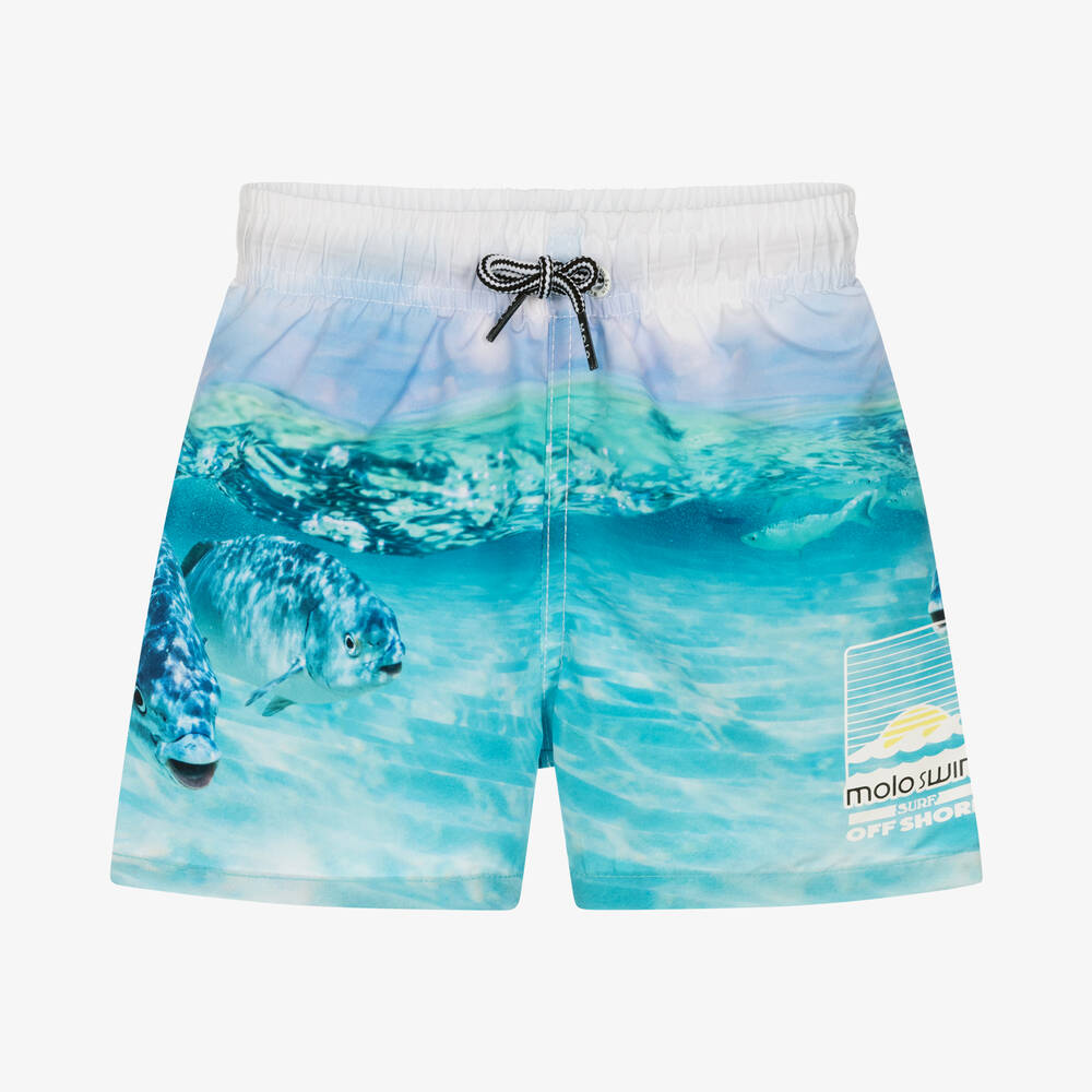 Molo - Boys Funny Fish Swim Shorts (UPF 50+) | Childrensalon