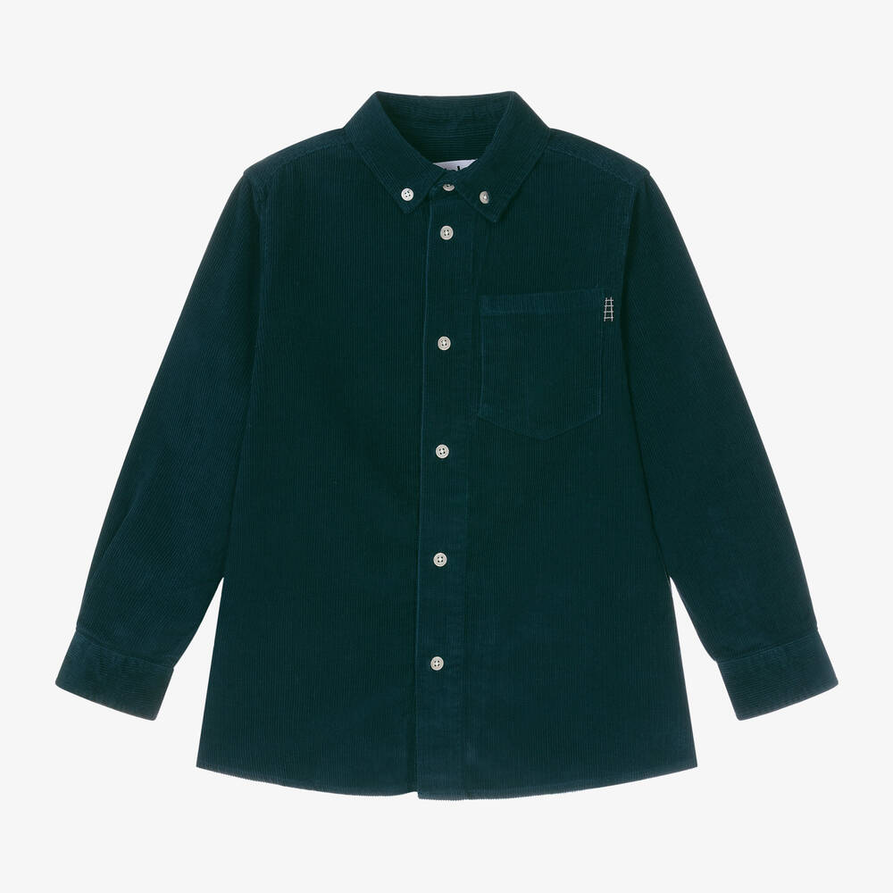 Molo - Boys Green Cotton Corduroy Shirt | Childrensalon