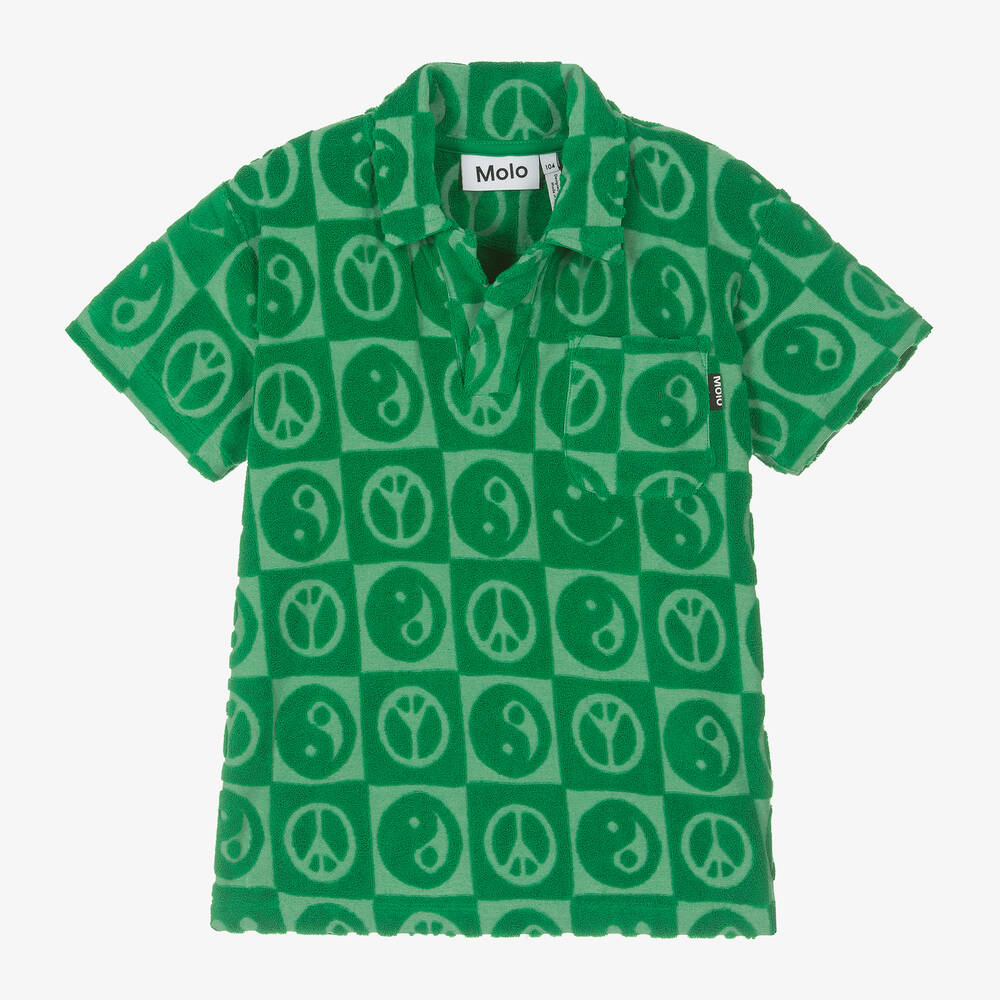 Molo Kids' Boys Green Cotton Towelling Polo Shirt