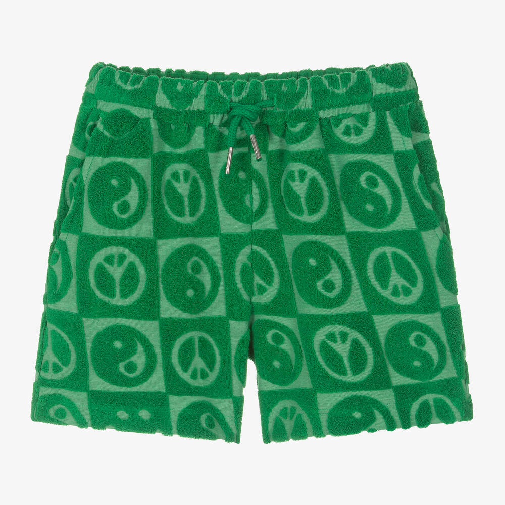 Molo - Boys Green Cotton Towelling Shorts | Childrensalon