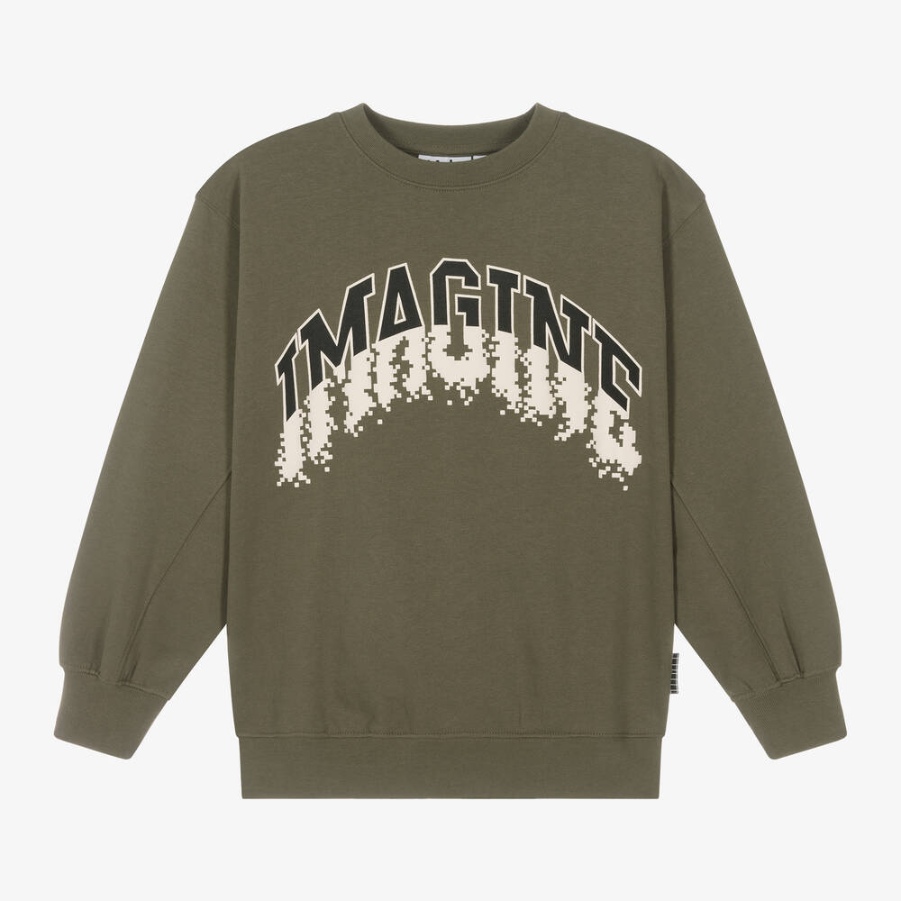 Molo - Boys Green Slogan Sweatshirt | Childrensalon