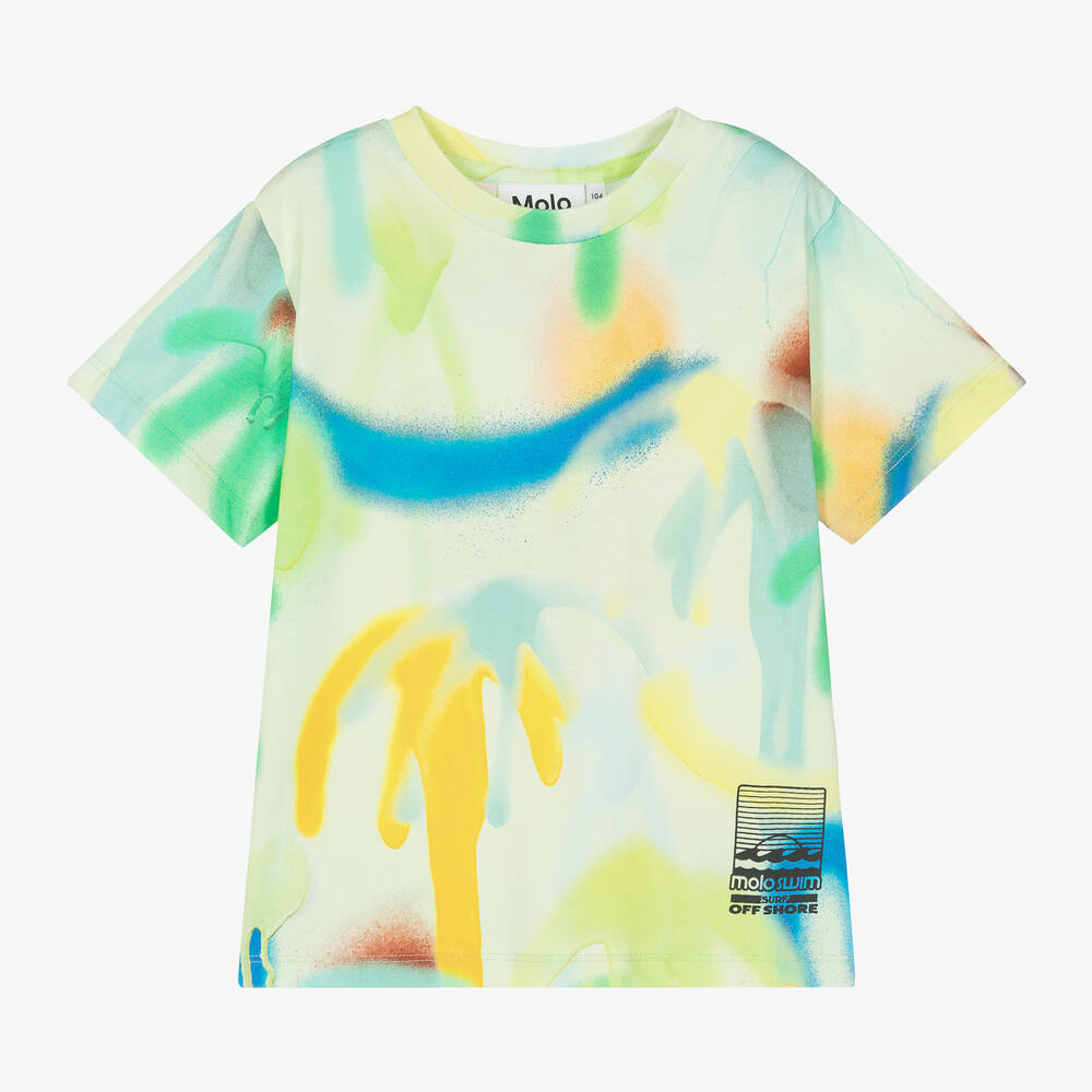 Molo - Boys Green Spray Paint T-Shirt | Childrensalon