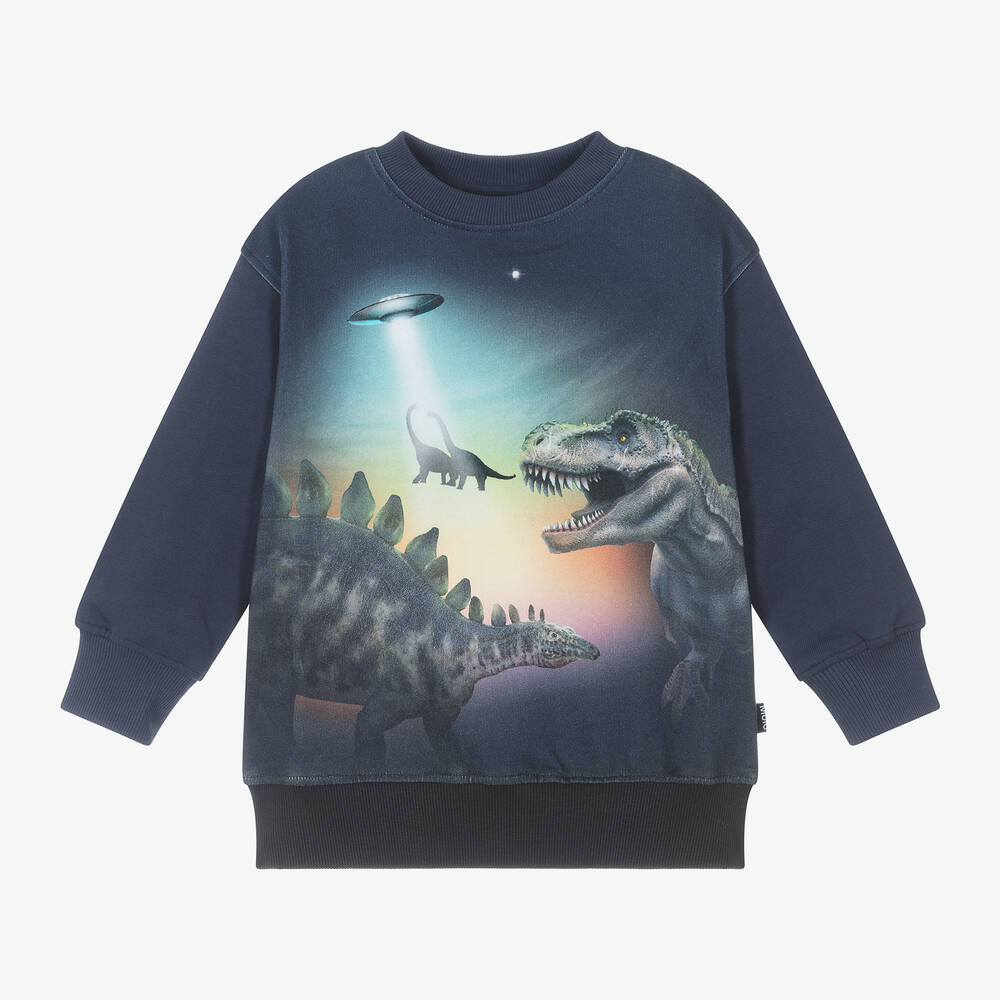 Molo - Boys Navy Blue Cotton Graphic Sweatshirt | Childrensalon
