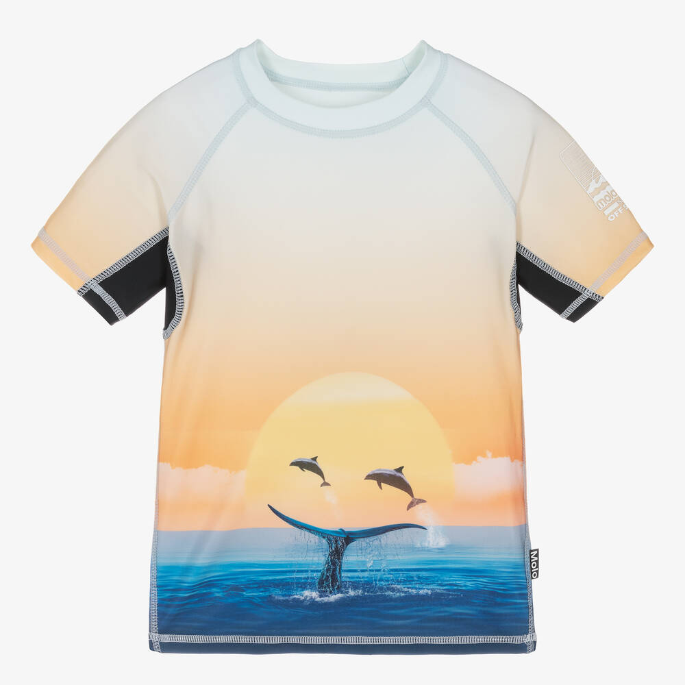 Molo - Boys Orange Ocean Swim Top (UPF50+) | Childrensalon