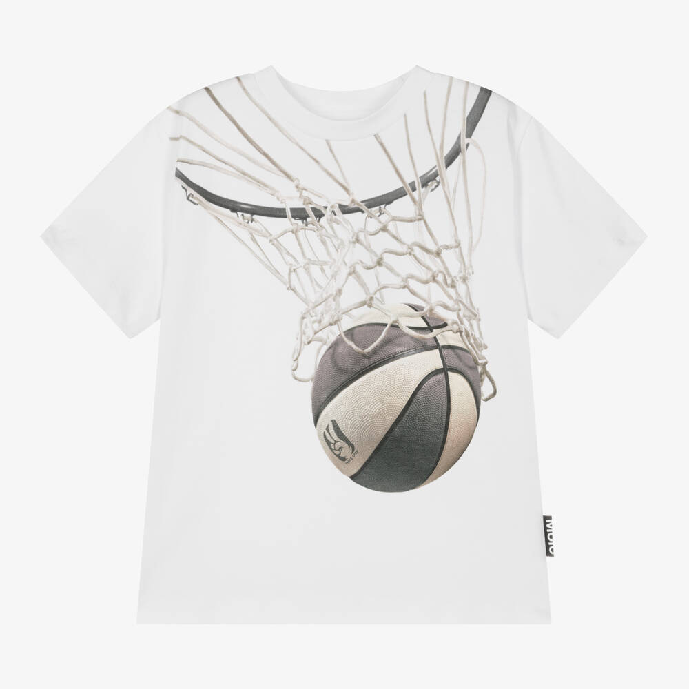 Molo - Boys White Basketball Cotton T-Shirt | Childrensalon