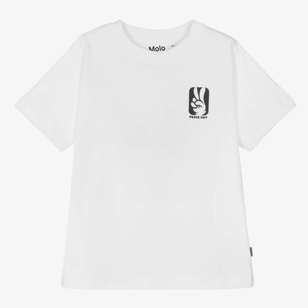 Molo - Boys White Basketball Print Cotton T-Shirt | Childrensalon