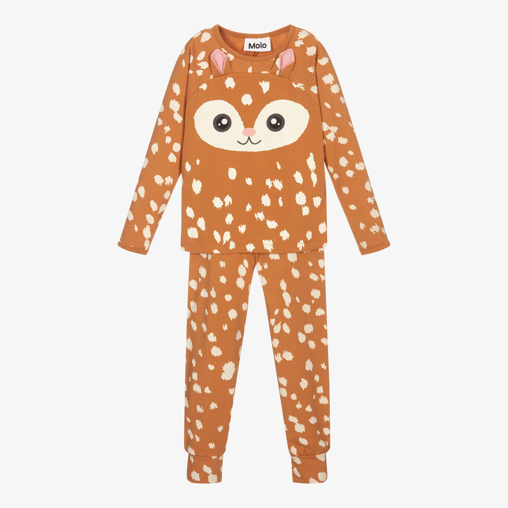 Molo Babies' Girls Brown Organic Cotton Pyjamas