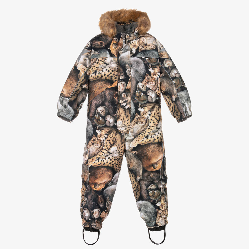 Molo - Brown Sleeping Cubs Snowsuit | Childrensalon