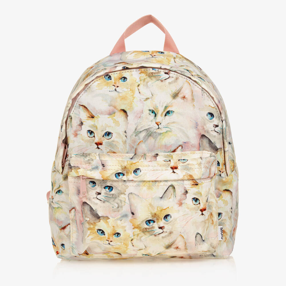 Molo - Girls Beige Cat Backpack (29cm) | Childrensalon