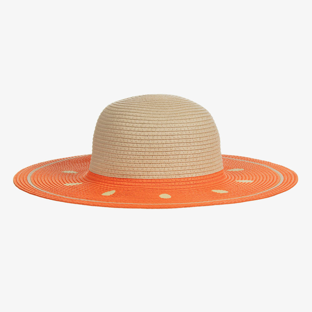 Molo - Girls Beige & Orange Straw Hat | Childrensalon