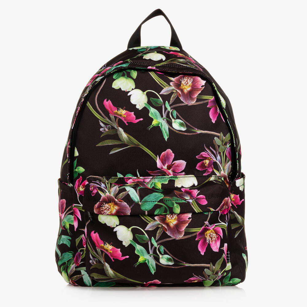 Molo - Girls Black Floral Backpack (41cm) | Childrensalon