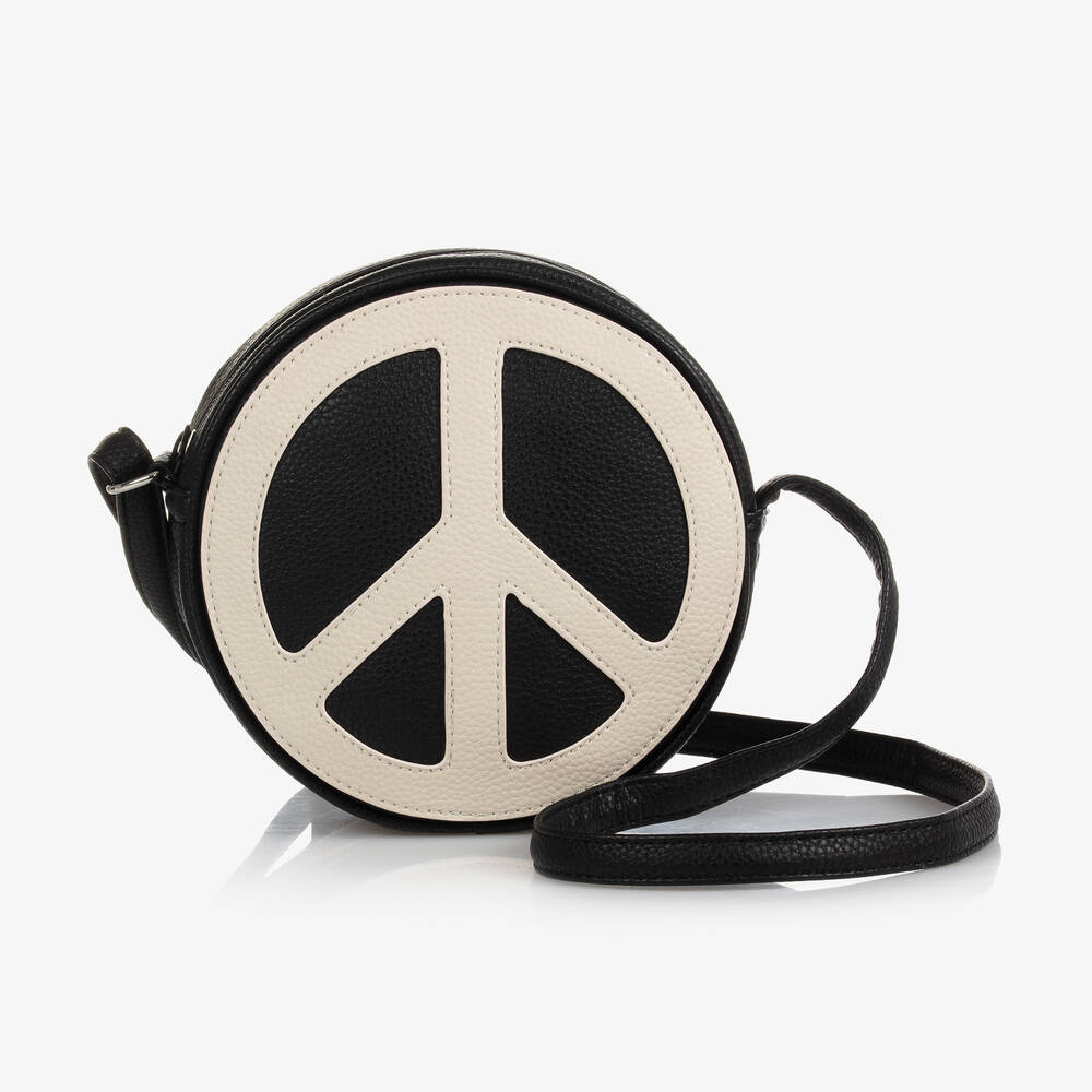 Molo - Girls Black & Ivory Round Peace Bag (18cm) | Childrensalon
