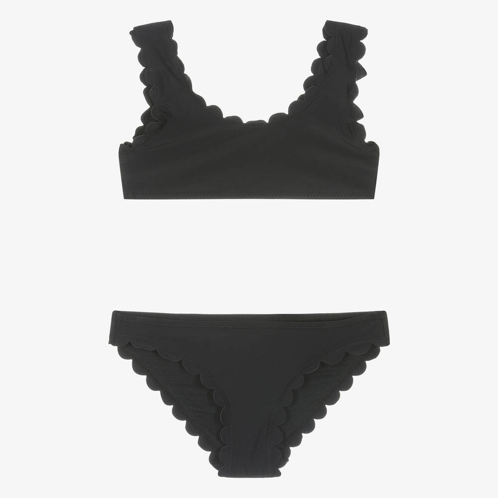 Molo - Girls Black Scalloped Bikini (UPF50+) | Childrensalon