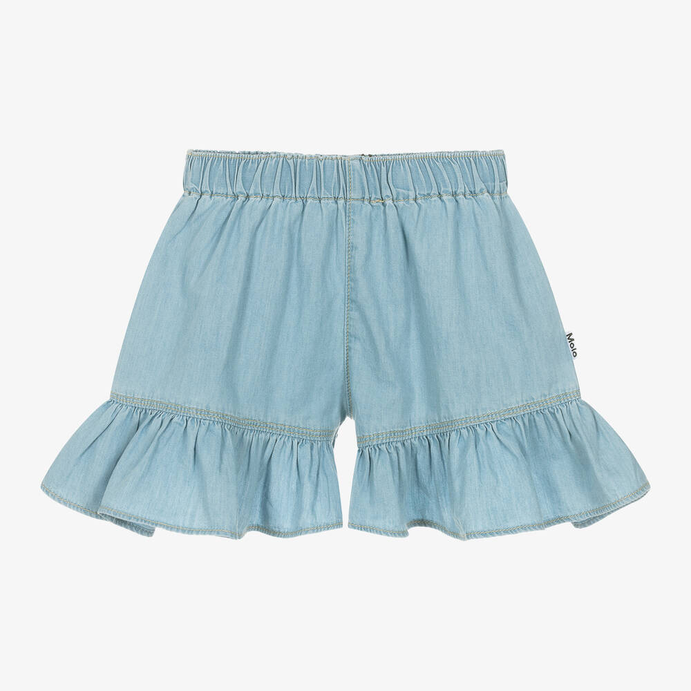 Shop Molo Girls Blue Chambray Shorts