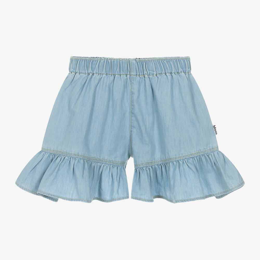 Molo - Girls Blue Chambray Shorts | Childrensalon
