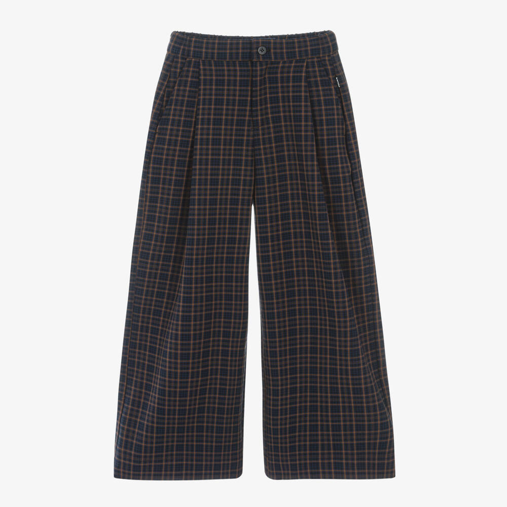 Molo - Girls Blue Check Viscose Trousers | Childrensalon