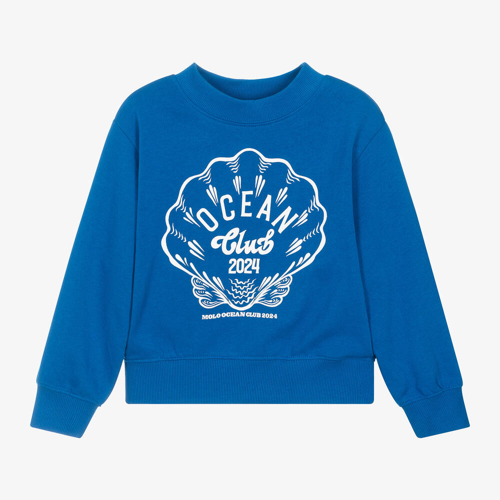 Molo - Girls Blue Cotton Shell Sweatshirt | Childrensalon