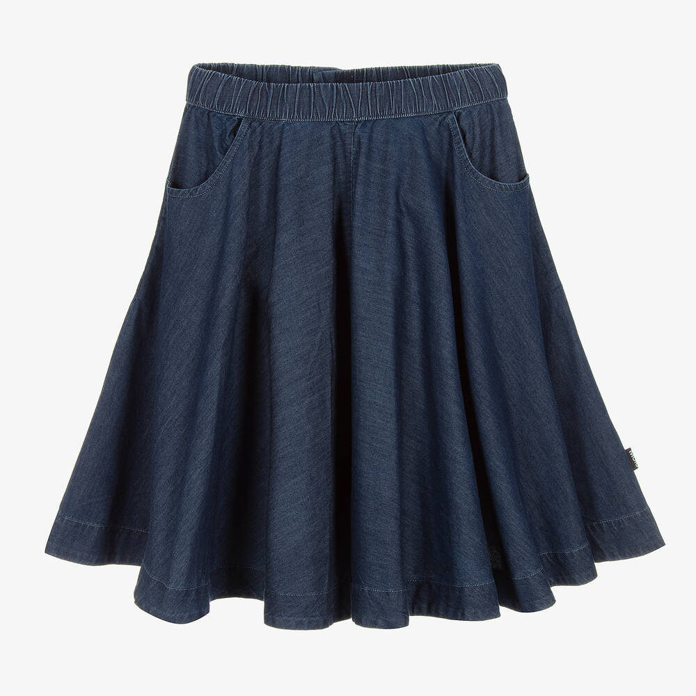 Molo - Girls Blue Flared Chambray Skirt | Childrensalon