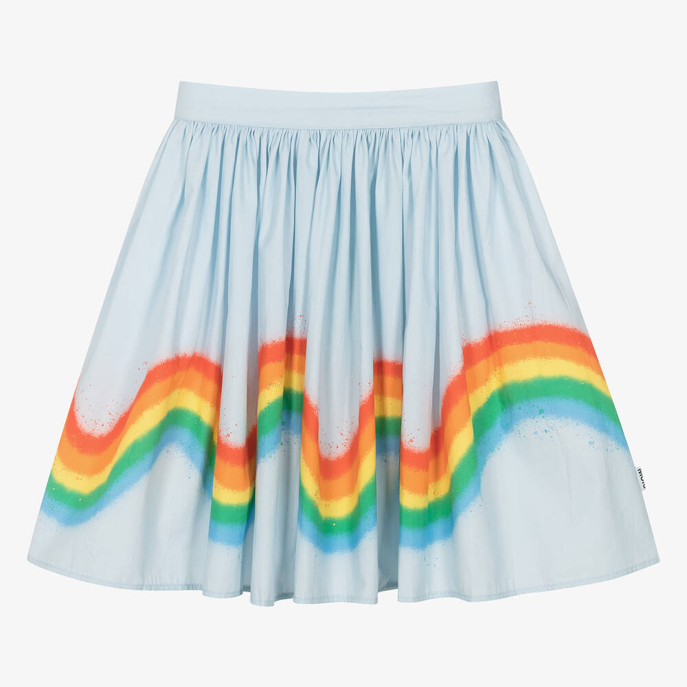 Molo Kids' Girls Blue Organic Cotton Rainbow Skirt