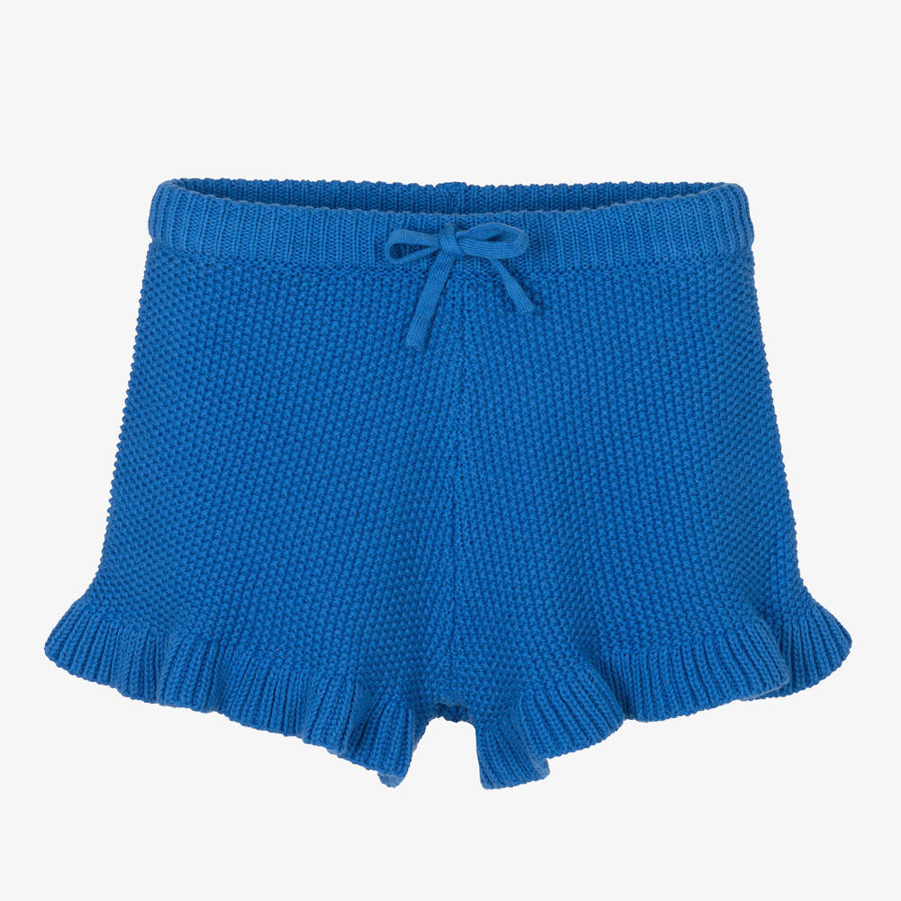 Molo - Girls Cobalt Blue Knitted Cotton Shorts | Childrensalon