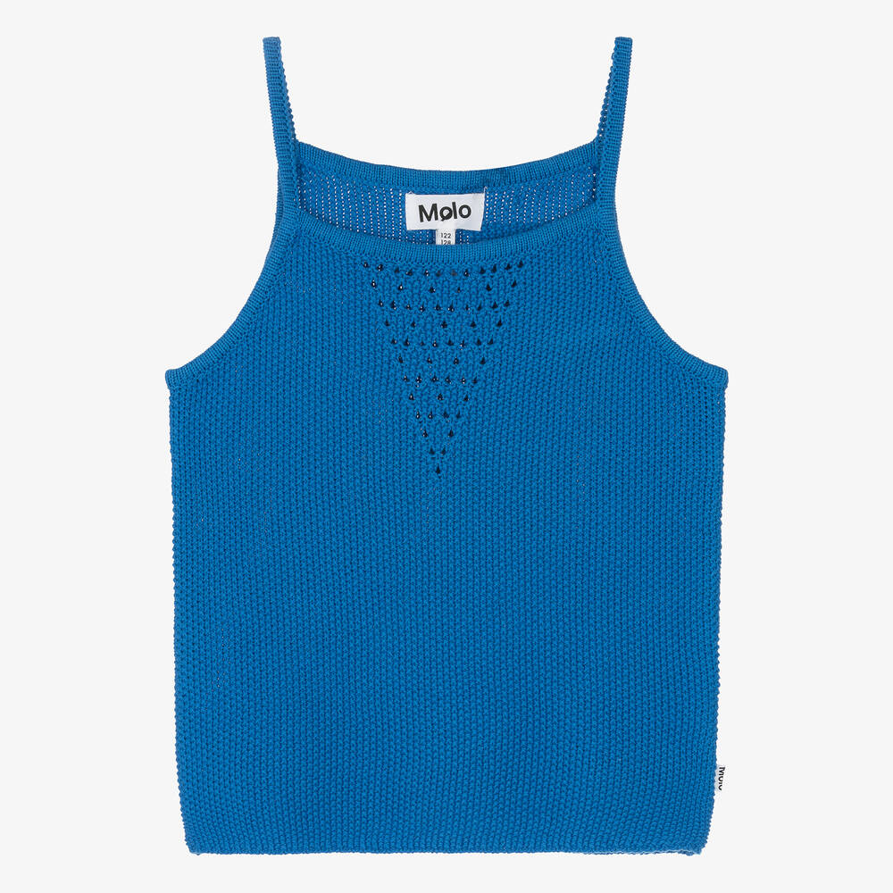 Molo - Girls Cobalt Blue Knitted Cotton Vest | Childrensalon